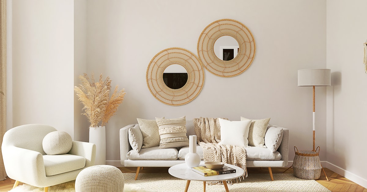 Air purifier and humidifier side by side in a modern living room